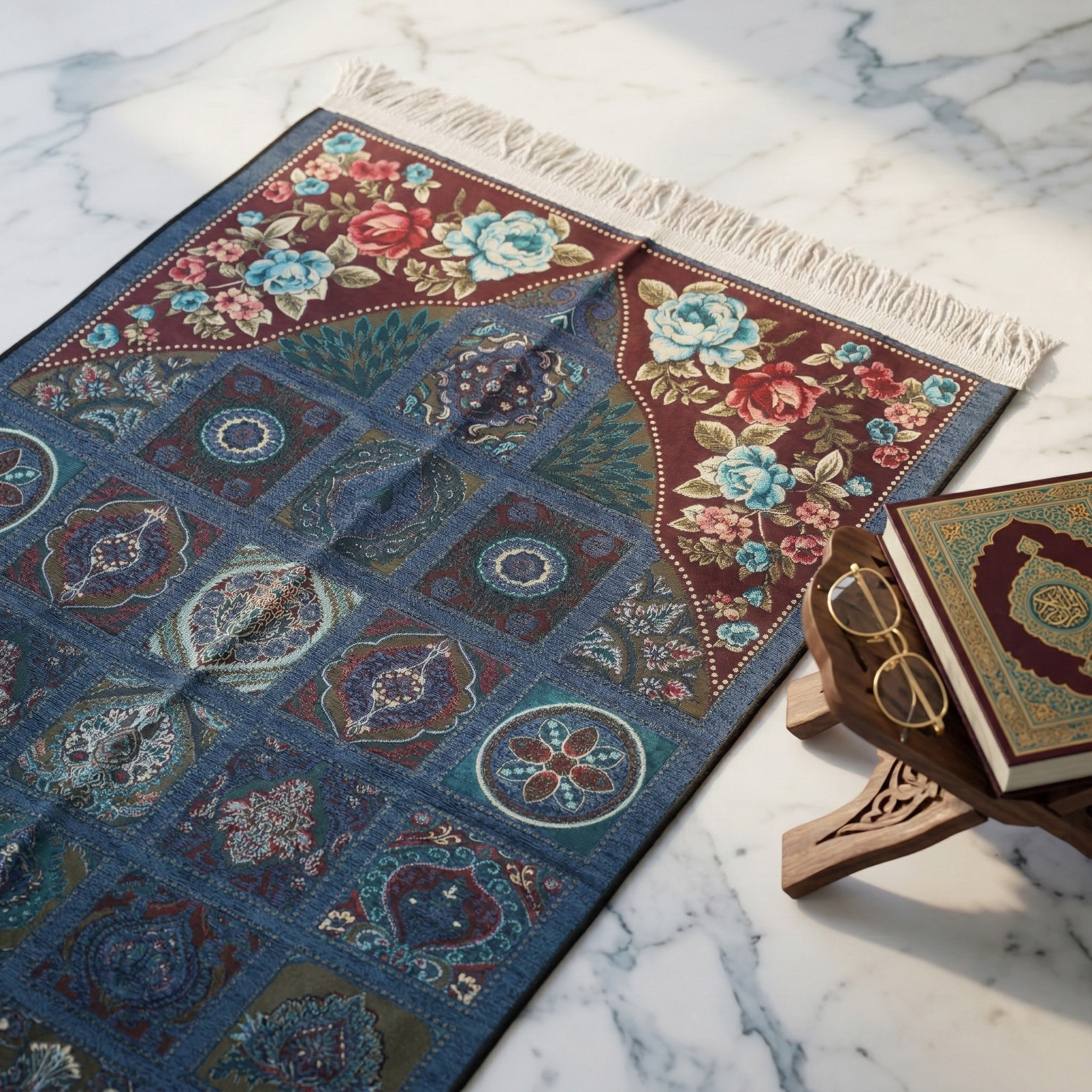 Premium Turkey Jaynamaz - Indigo Grid