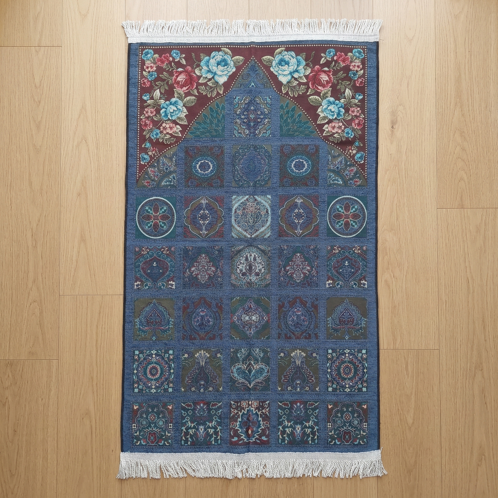 Premium Turkey Jaynamaz - Indigo Grid