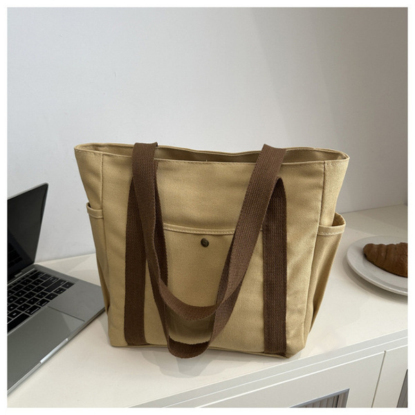 Large Capacity Tote Canvas Bag (Khaki)