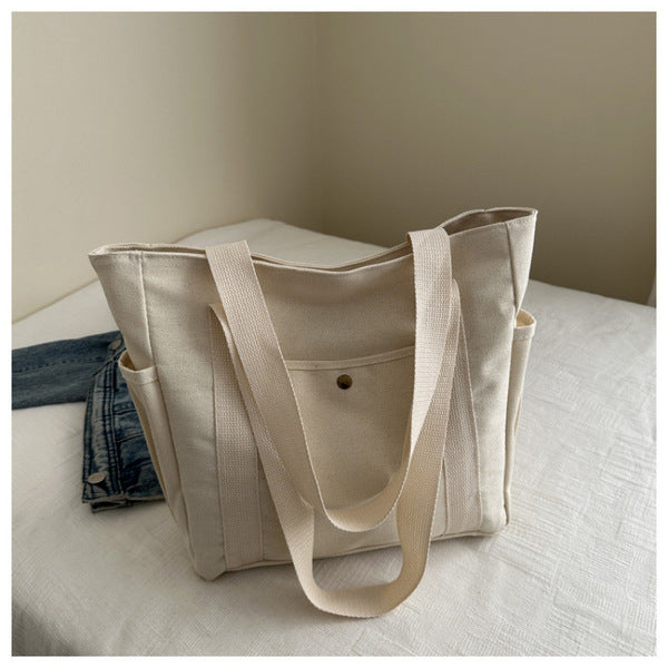 Large Capacity Tote Canvas Bag (Beige)